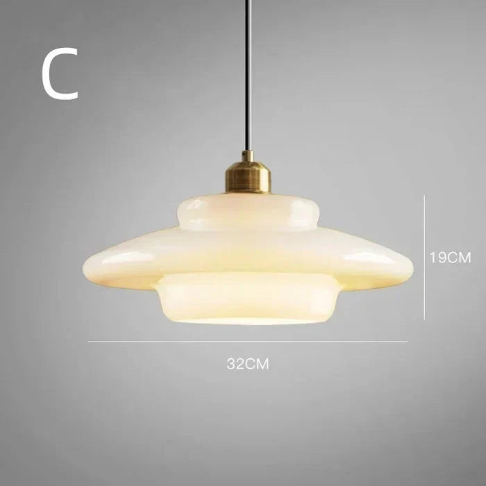 Calistre - Mid-Century Milky Glass Pendant Light