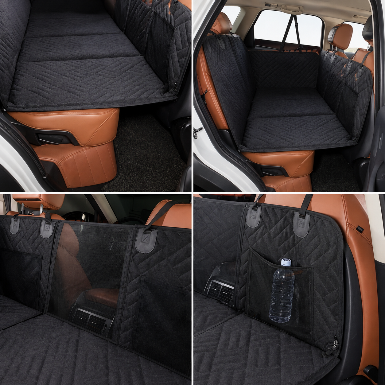 Pets & Supplies : Waterproof Black Car Seat Cover for Dogs - Universal, Extendable, Non-Slip, Full Protection in Premium (with hard floors + bags + net) van Vandaliamo