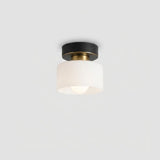 Bauhaus Geometric Alabaster Semi-Flush Ceiling Light Drum