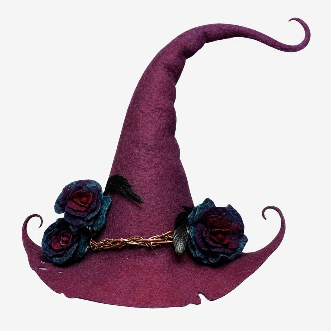 Gifts – Seasonal – Halloween : Floral Embellished Felt Witch Hat in Red van Vandaliamo