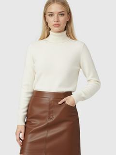 Apricot Fleece Lined Thermal Turtleneck Sweater