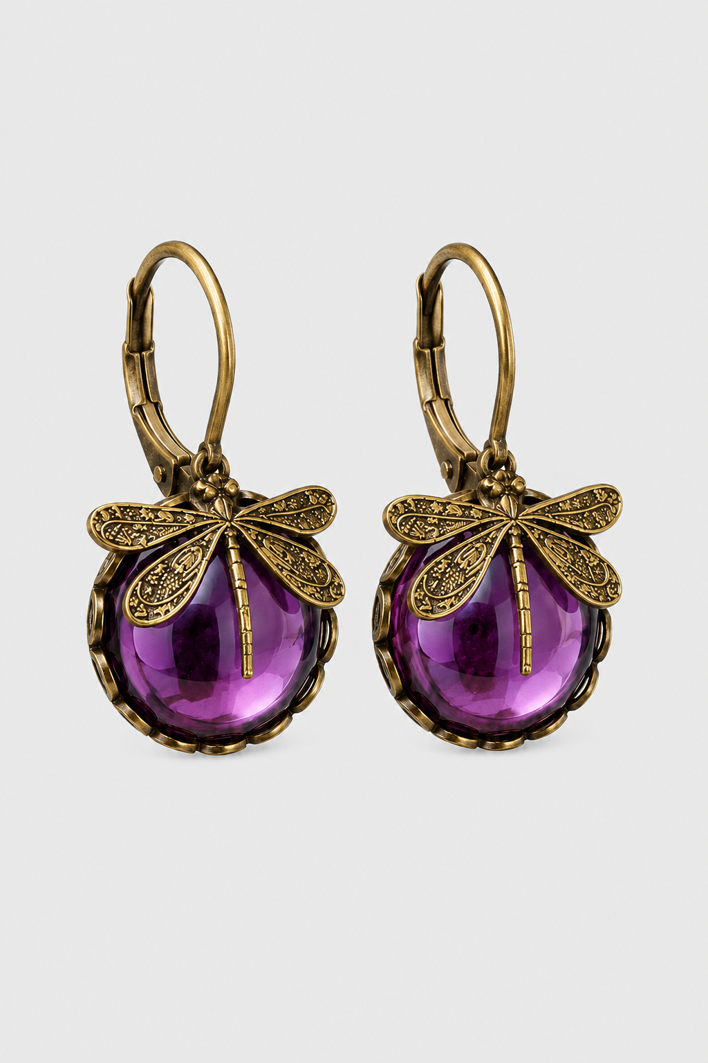 oorbellen : Antique Crystal Dragonfly Earrings in Purple van Vandaliamo