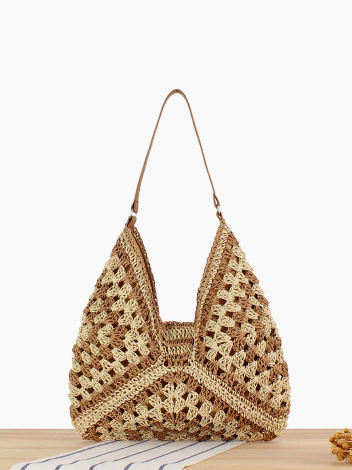 Handgemaakte Gehaakte Schoudertas - Ruime Boho Shopper voor Dagelijks Gebruik