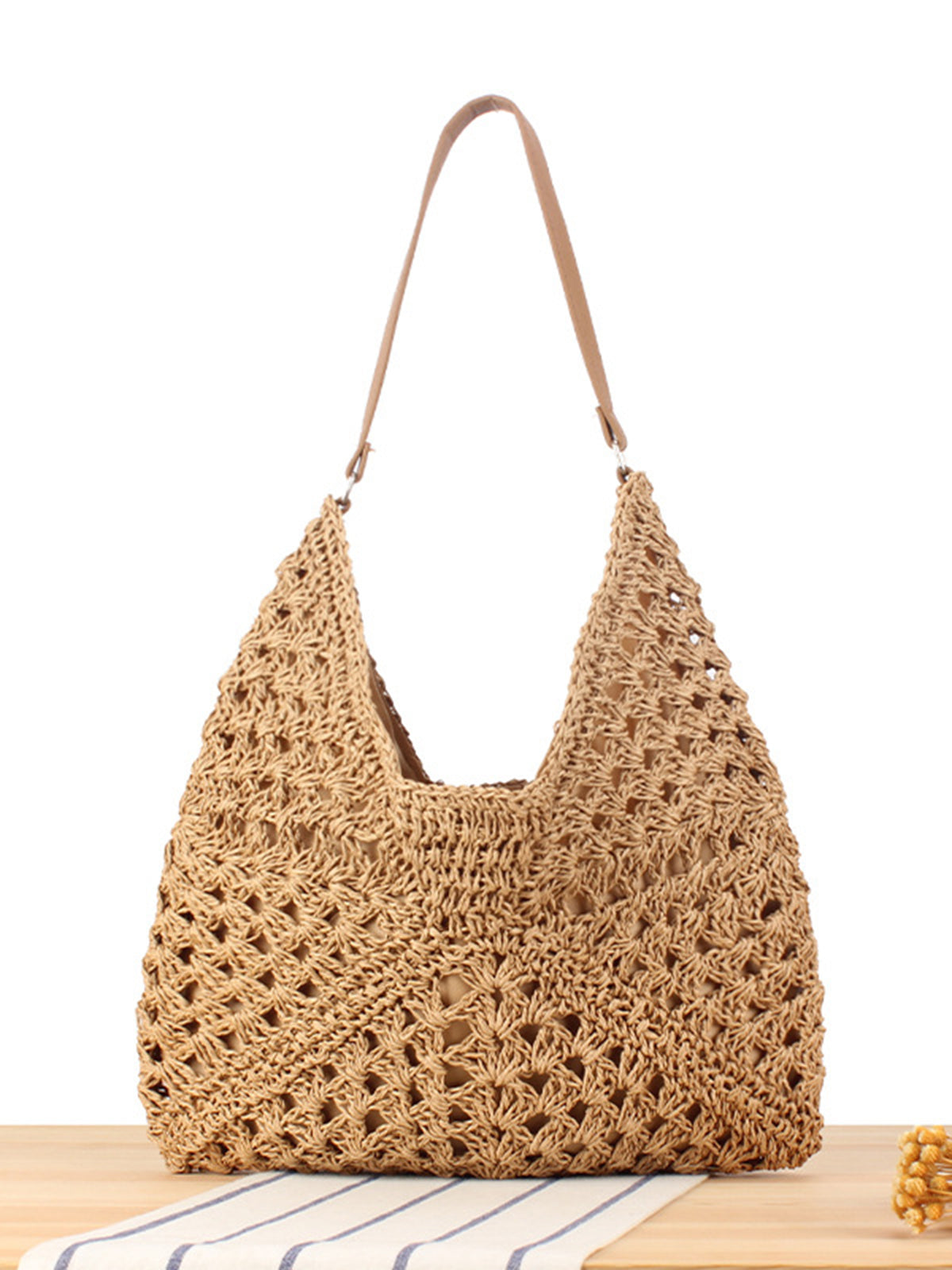 Handmade Crochet Shoulder Bag - Spacious Boho Shopper for Daily Use