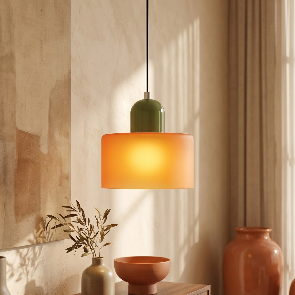 Home Decor : Bauhaus Colored Glass Pendant Lamp - Adjustable Height in van Vandaliamo