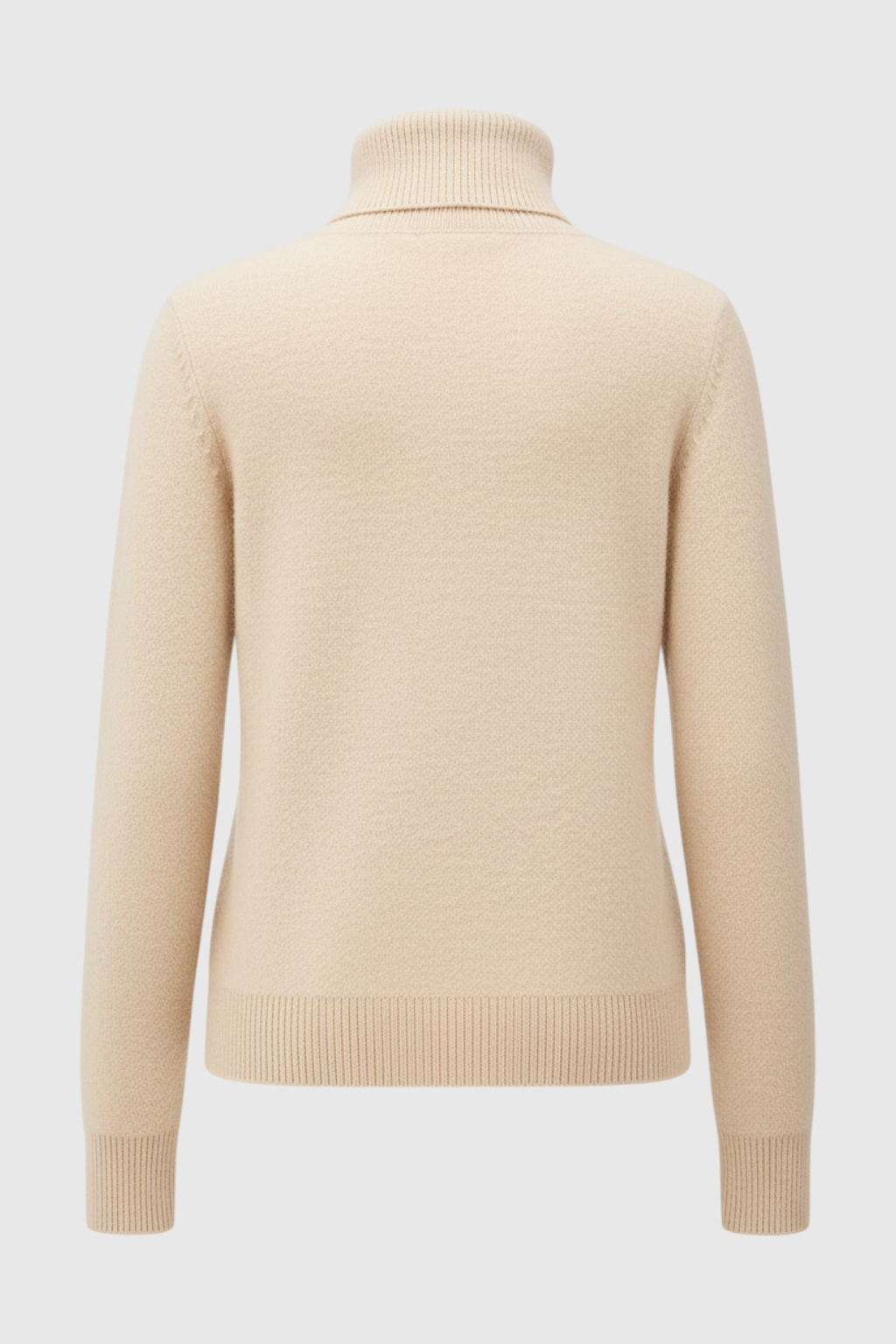 Women's Sweaters : Beige Fleece Lined Thermal Turtleneck Sweater in van Vanda Liamo