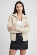 Women's Beige Cardigan with Zipper