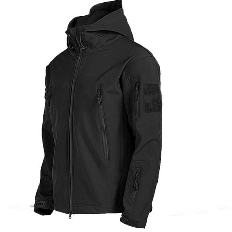 Men's Outdoor Set - Padded Winter Jacket with Hood and Cargo Pants