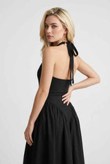 Vestido midi negro entallado – vestido clásico y atemporal para la noche y eventos formales