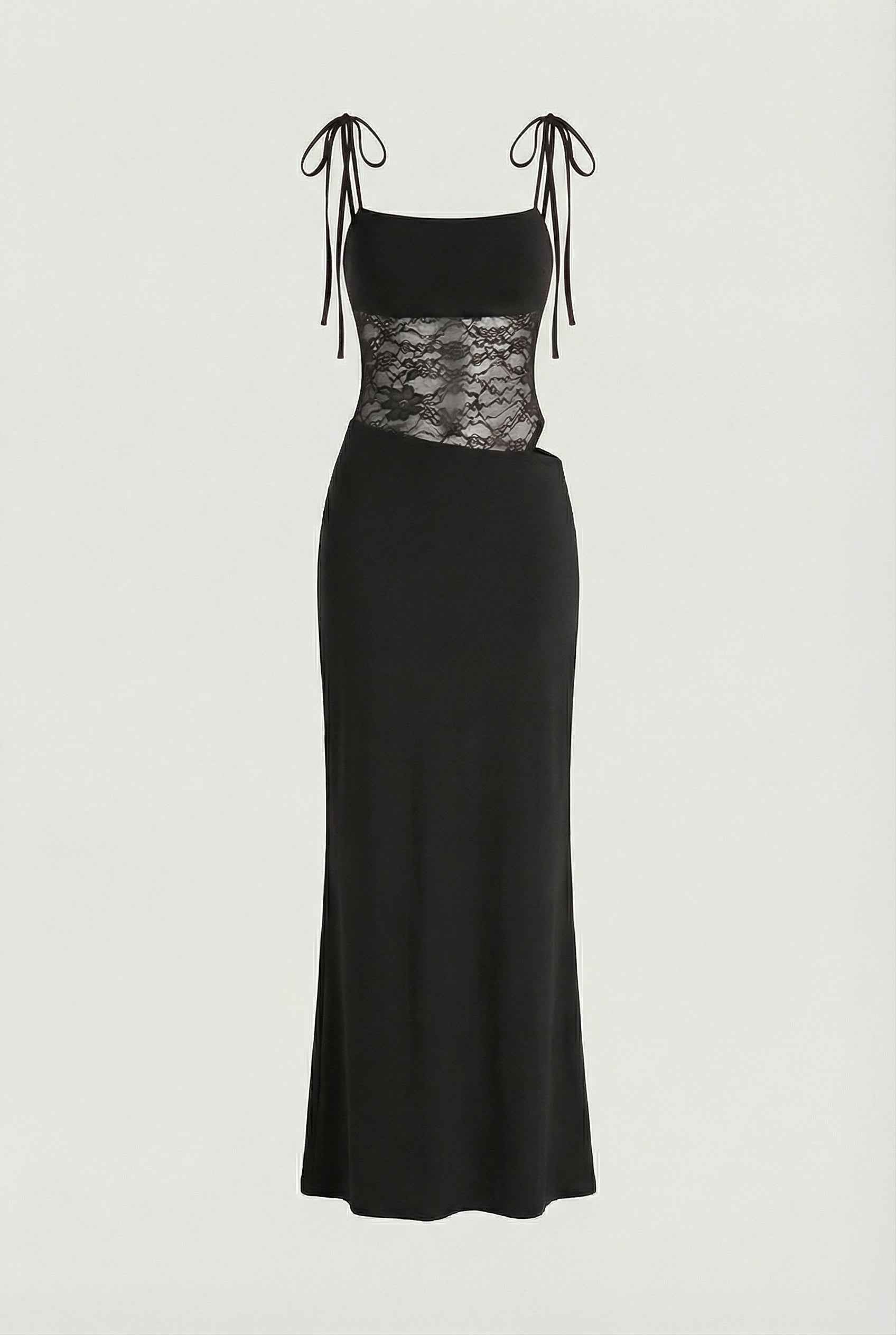 Women's Dresses : Women's Black Lace Maxi Dress - Elegant Long Sleeve Formal Evening Gown in Black van Vanda Liamo