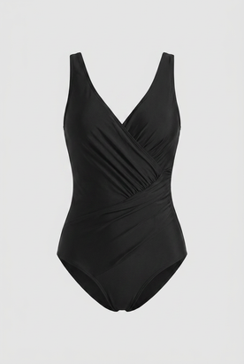 Swimwear : Women Black Tummy Control One-Piece Swimsuit - Slimming Ruched Wrap Design for a Flattering Fit | Beach Pool Swimwear Women M L XL in Black van Vandaliamo