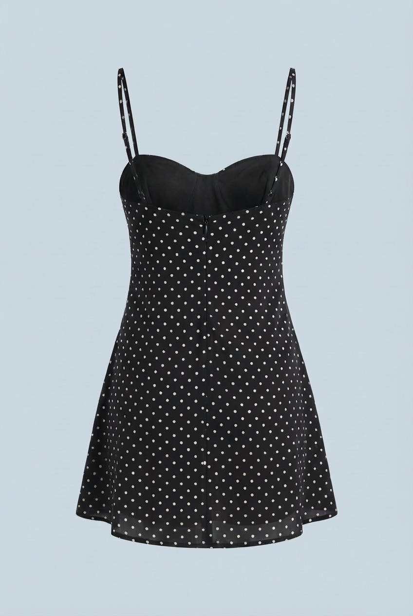 Dress : Black & White Polka Dot Mini Dress – Chic Open-Back Halter - Premium Quality, Fast Shipping in van Vanda Liamo