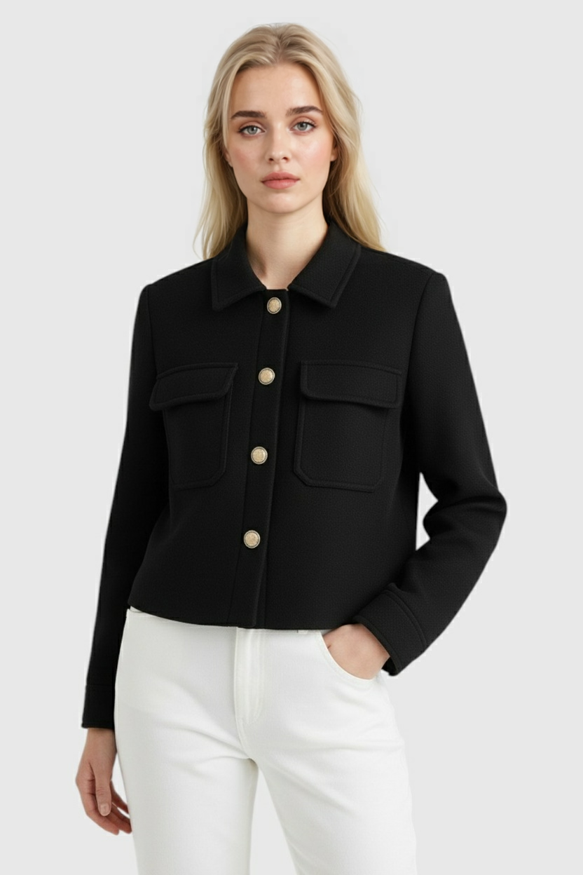 Jacket : Casual Lapel Jacket - Black in van Vanda Liamo