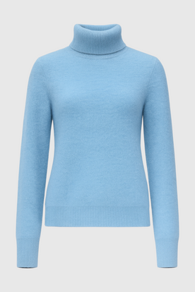 Women's Sweaters : Blue Fleece Lined Thermal Turtleneck Sweater in Blue van Vanda Liamo