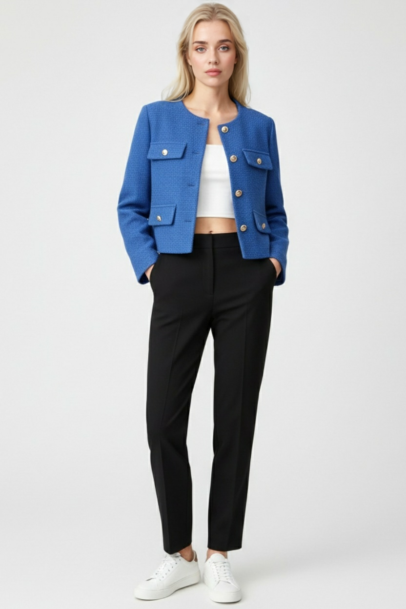 Jacket : Women's Blue Winter Short Jacket in van Vanda Liamo