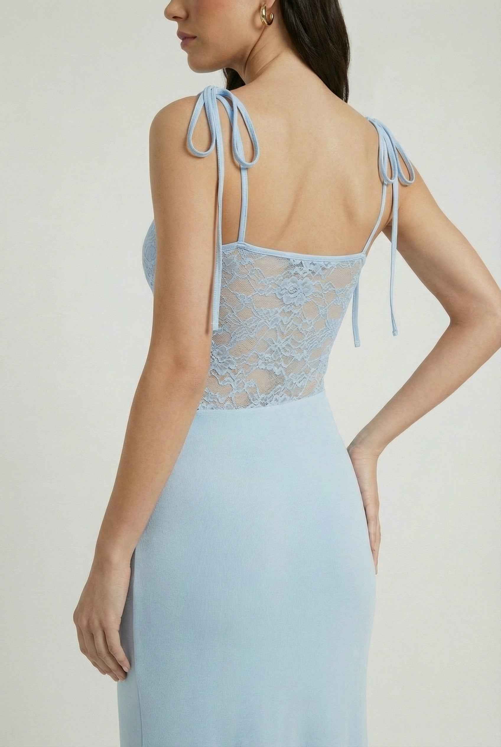 Women's Dresses : Women's Blue Aura Bodycon Stretch Knit Maxi Dress for Evening Wear in van Vanda Liamo