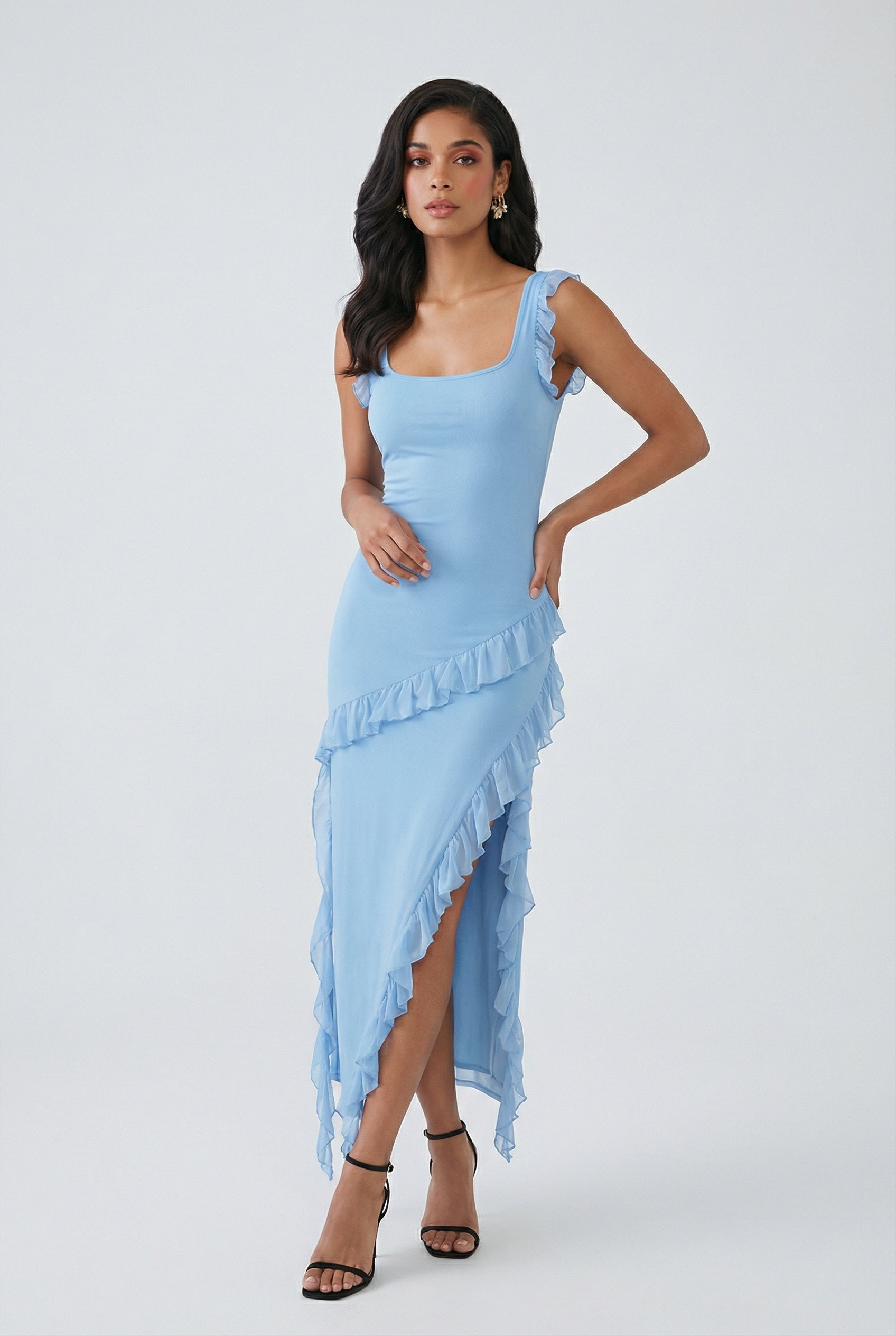 Women's Dresses : Women's Blue High Slit Maxi Evening Dress - Elegant & Formal Gown in van Vanda Liamo