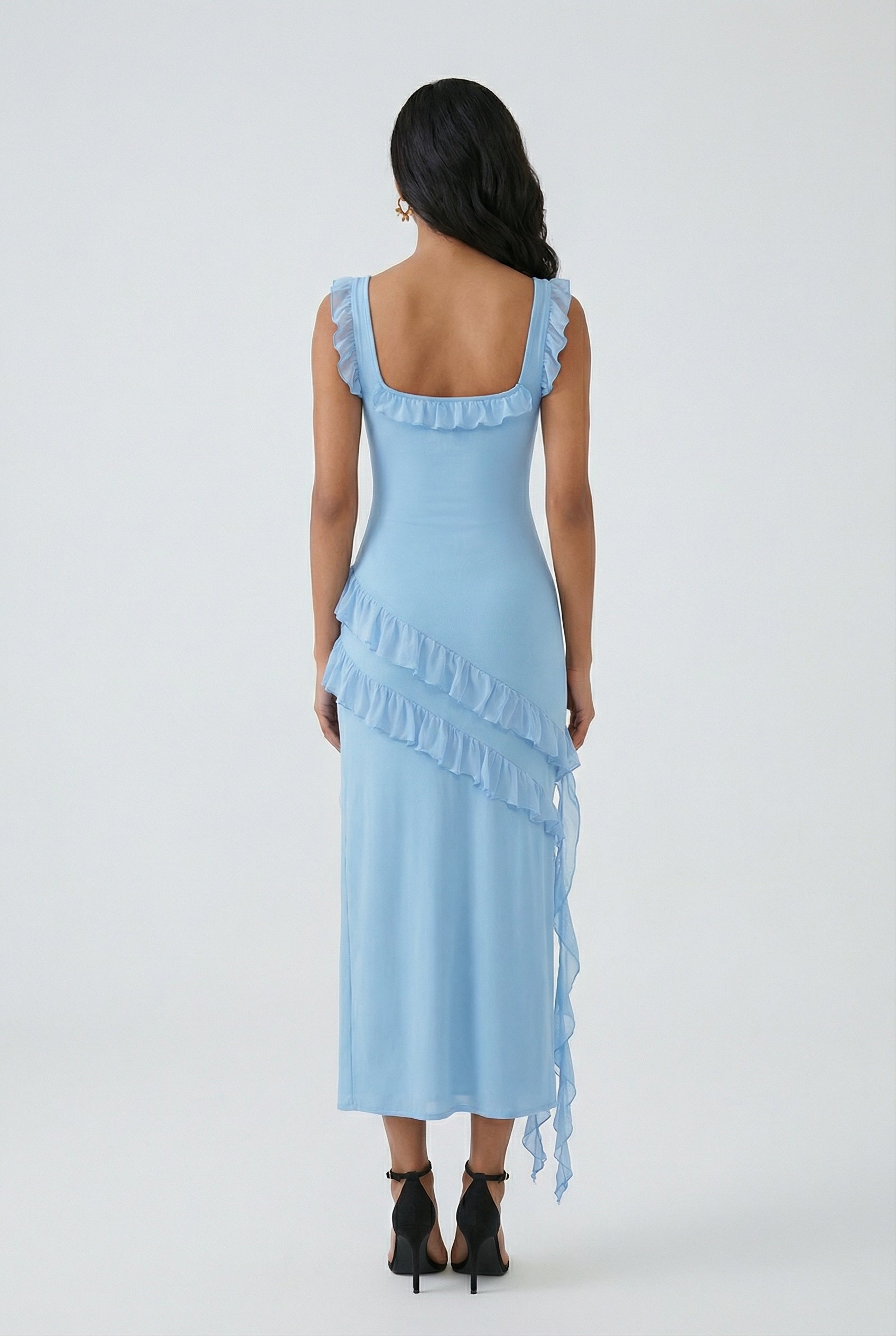 Women's Dresses : Women's Blue High Slit Maxi Evening Dress - Elegant & Formal Gown in van Vanda Liamo