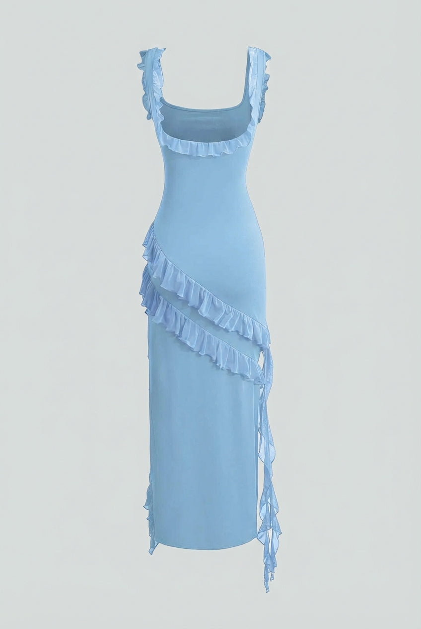 Women's Dresses : Women's Blue High Slit Maxi Evening Dress - Elegant & Formal Gown in van Vanda Liamo