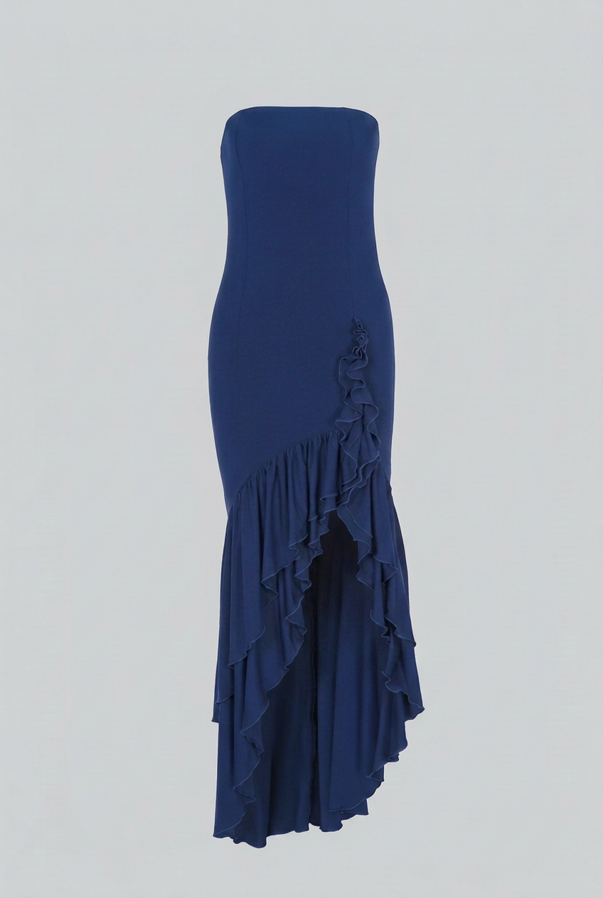 Women’s Dresses : Blue Strapless Maxi Dress for Women – Chic Ocean Style Summer Dress in Blue van Vanda Liamo