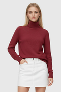 Burgundy Fleece Lined Thermal Turtleneck Sweater