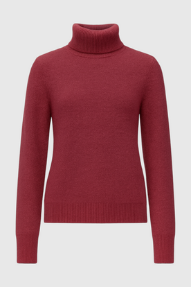 Women's Sweaters : Burgundy Fleece Lined Thermal Turtleneck Sweater in Burgundy van Vanda Liamo
