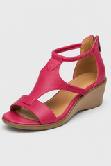 Bright Pink Wedge Sandals – Vibrant Magenta T-Strap Open Toe Shoes