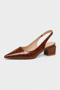 Brown Low Heel Pumps – Pointed Toe Slingback Sandals