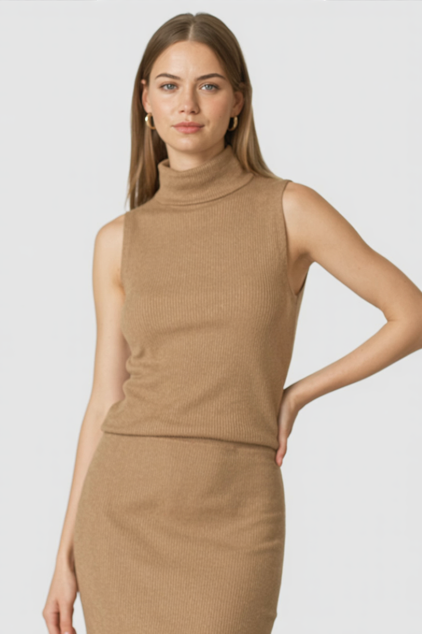Women's Set : Women's Brown Knit Skirt & Top Set - High-Quality in van Vanda Liamo