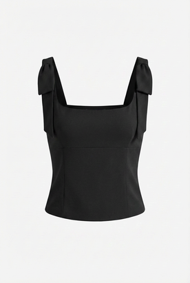Women's Tops : Women's Black Cami Top - Sleeveless V-Neck Tank Top in Black van Vanda Liamo