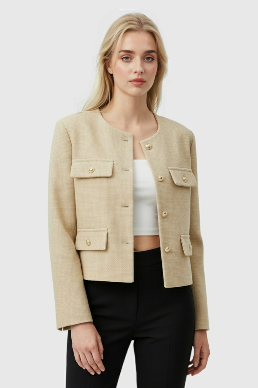 Jacket : Women's Champagne Puffer Winter Short Jacket - Warm & Stylish in van Vanda Liamo