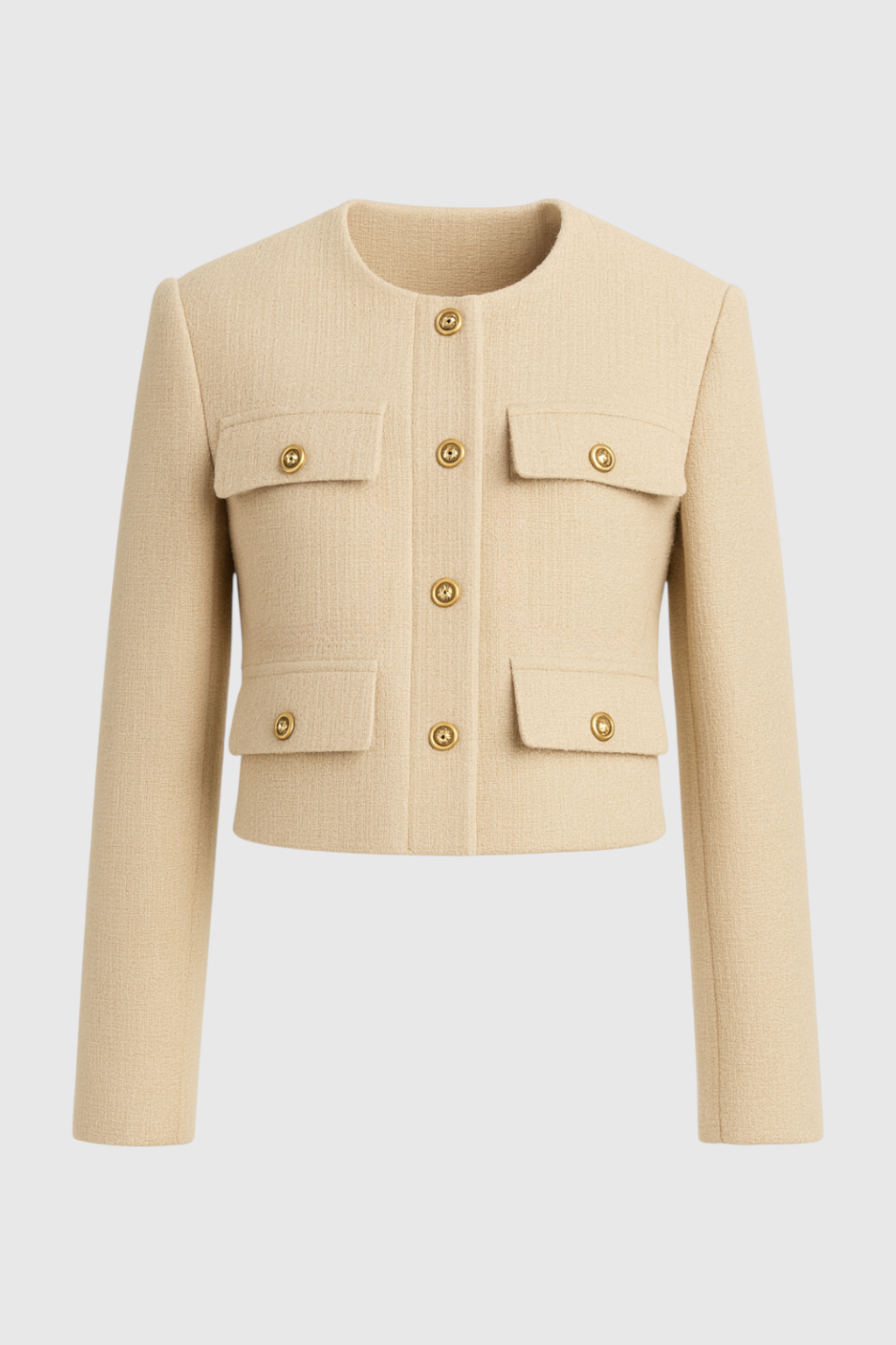 Jacket : Women's Champagne Puffer Winter Short Jacket - Warm & Stylish in Champagne van Vanda Liamo