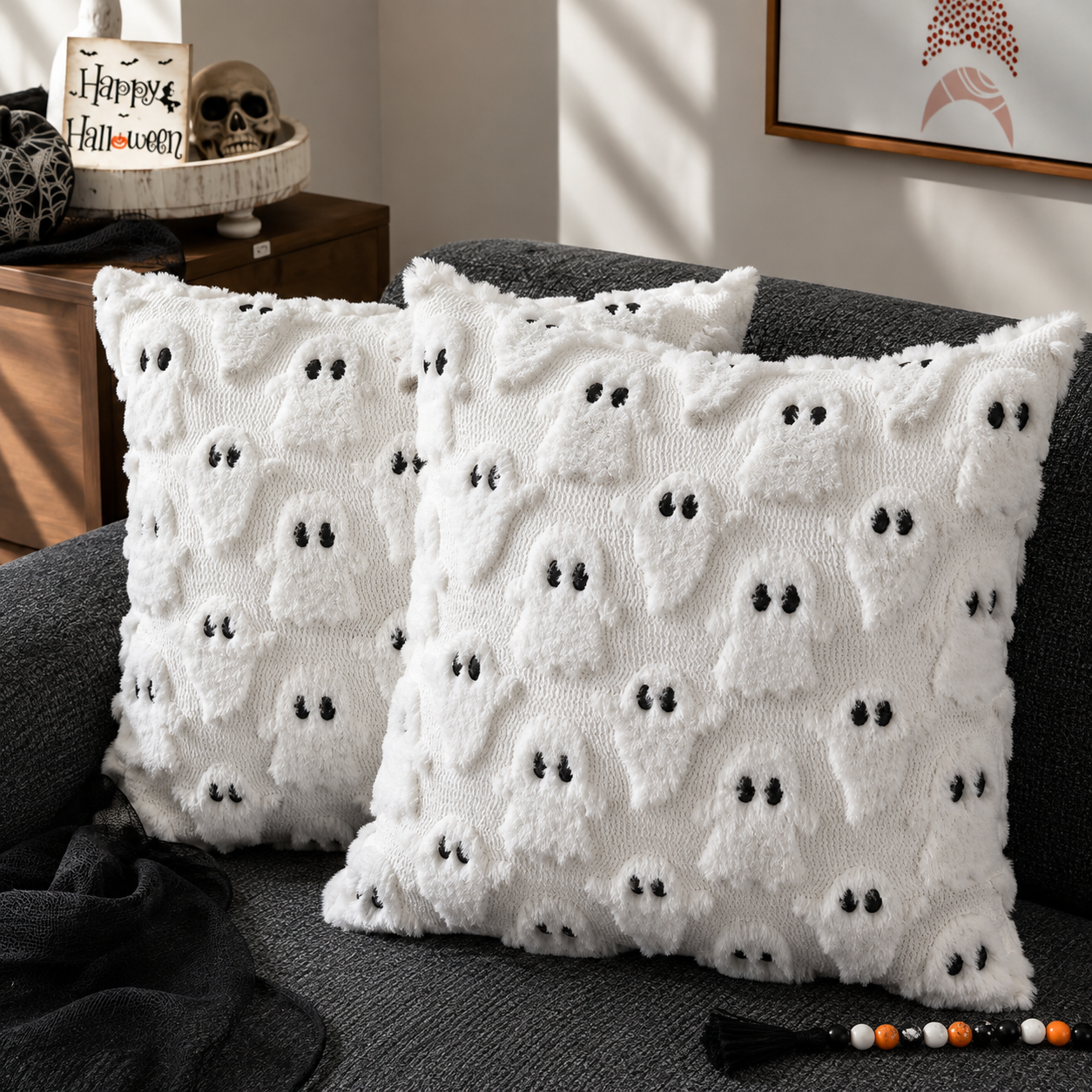 Gifts – Seasonal – Halloween : Halloween Kussenhoes met Geesten- en Pompoenmotief in van Pantinoshop