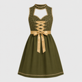 Women's Bavarian Dirndl Dress - Green, Apron & Lacing