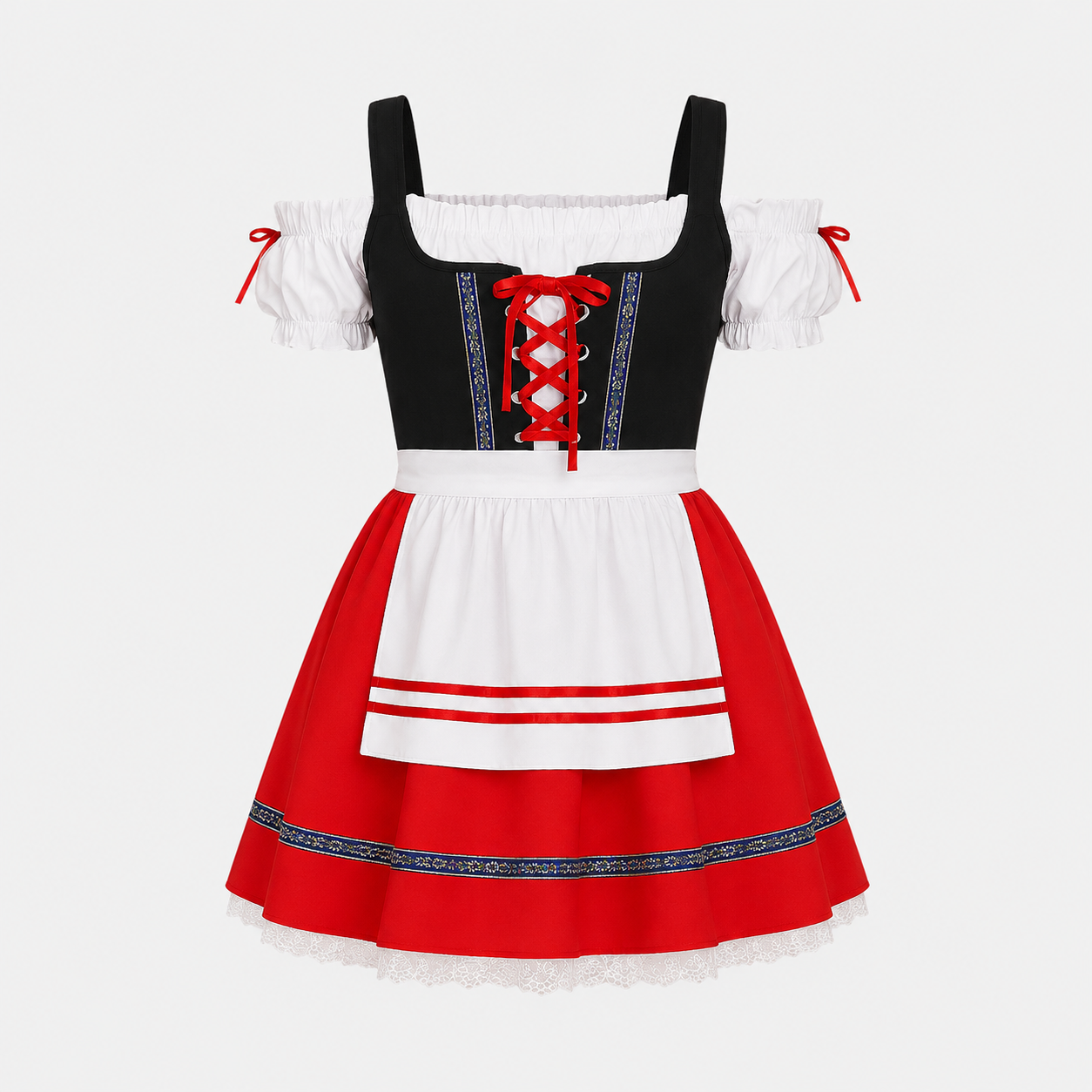 Gifts – Seasonal – Oktoberfest : Dirndl Jurk Dames Rood Kant voor Oktoberfest Feesten in Rood