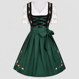 Green Dirndl Dress for Women - Traditional Oktoberfest Style