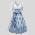 Oktoberfest Dirndl Dress for Women - Traditional Blue Flared