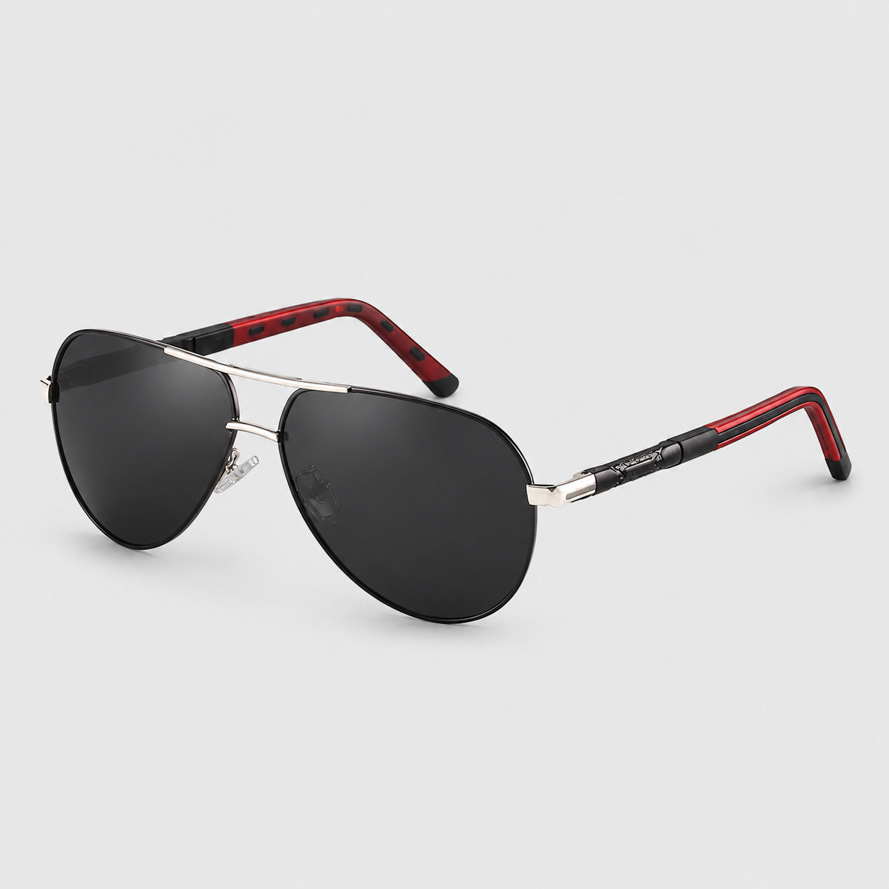 Men's Polarized Sunglasses - Aluminum Vintage Silver-Black