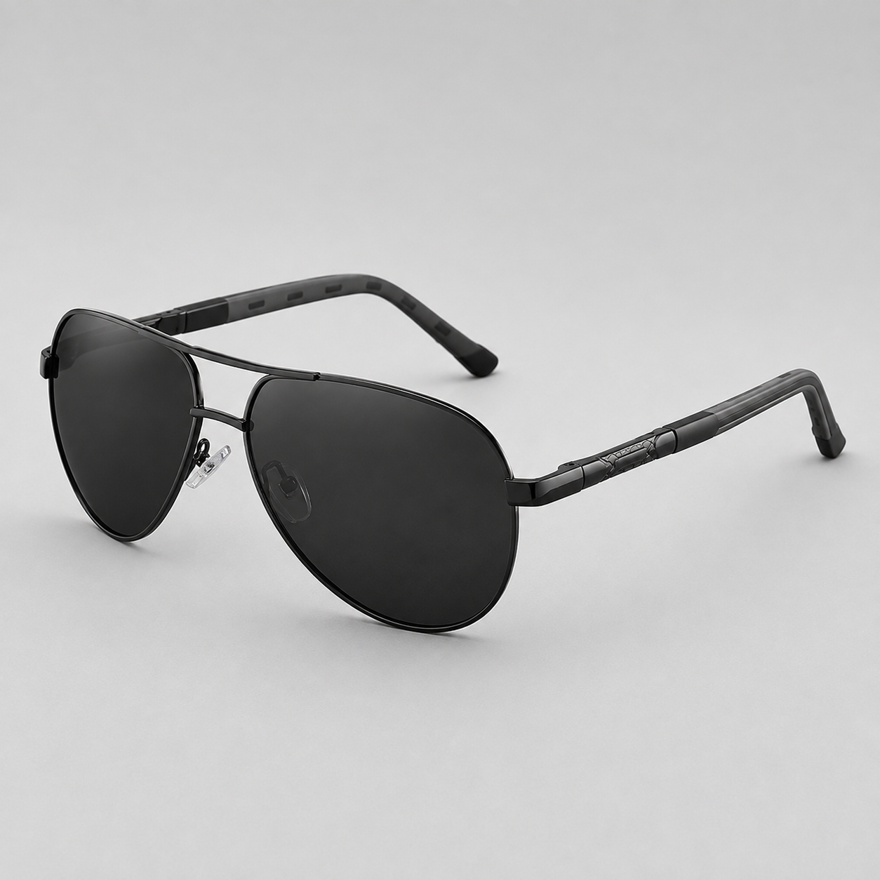 Men's Polarized Sunglasses - Aluminum Vintage Silver-Black