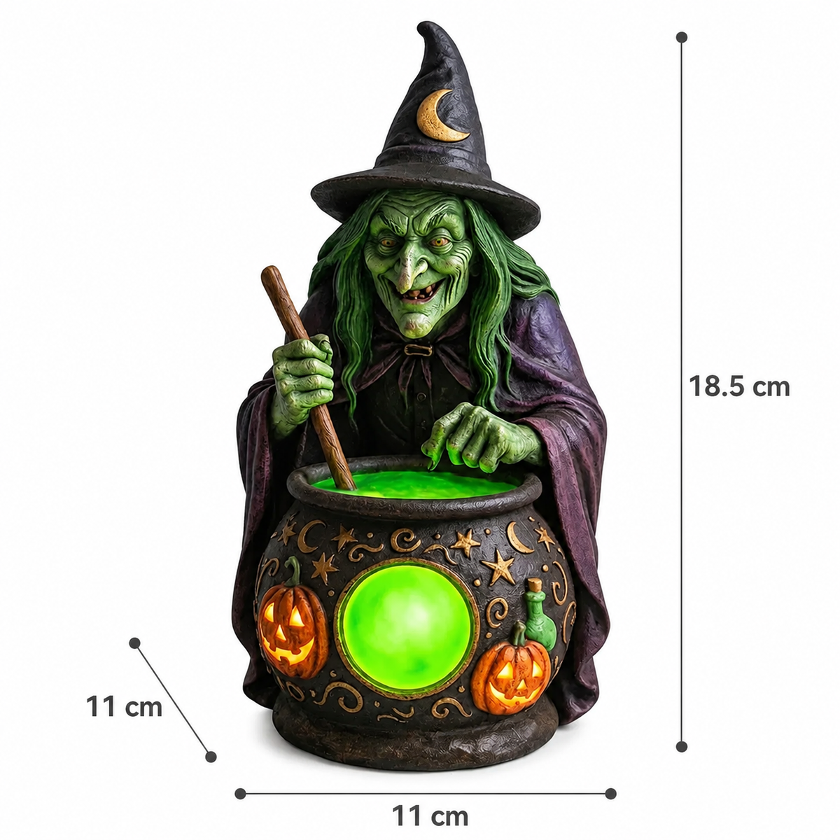 Witch Cauldron Resin Table Lamp with Neon Green LED