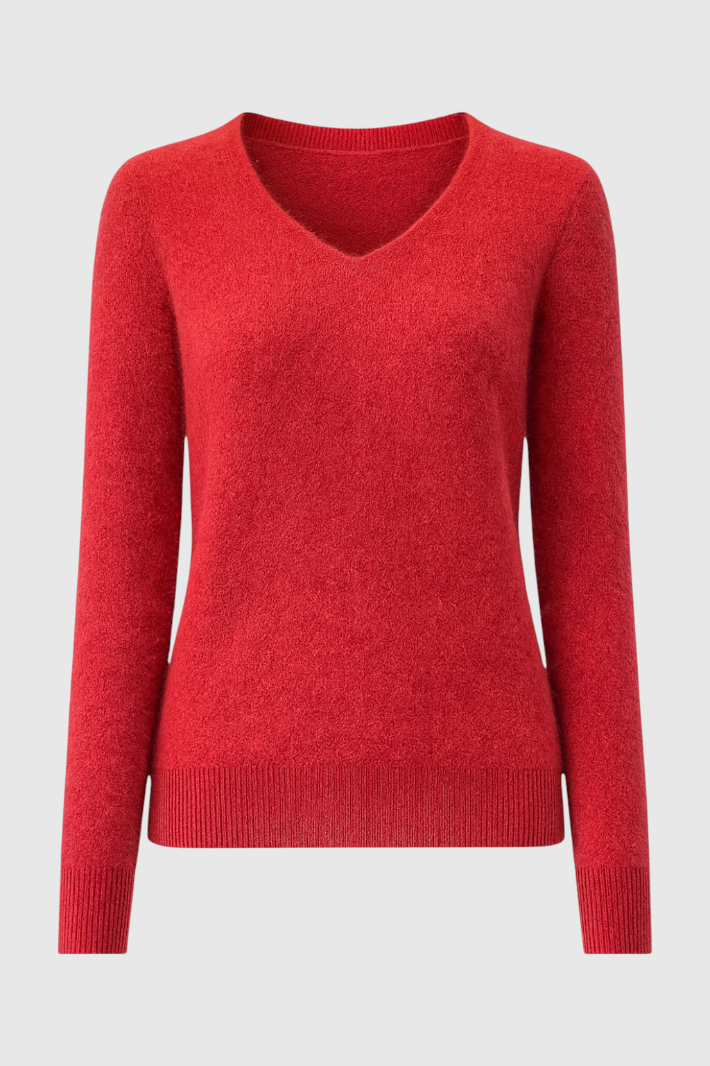 Sweater : Women's Red V-Neck Sweater in Red van Vanda Liamo
