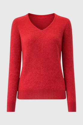 Sweater : Women's Red V-Neck Sweater in Red van Vanda Liamo