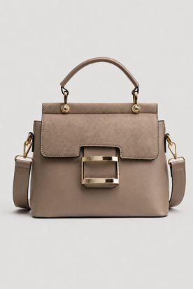 Crossbody Bag : Elegant Compact Handbag - Structured Silhouette with Refined Clasp in Khaki van Vandaliamo