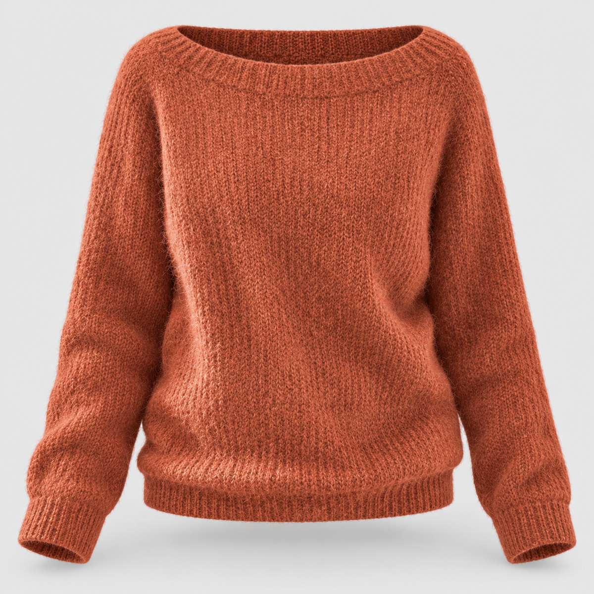 Fashion : Women's Relaxed Fit Knit Sweater - Casual Pullover in Orange van Vanda Liamo