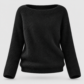 Fashion : Women's Relaxed Fit Knit Sweater - Casual Pullover in Black van Vanda Liamo