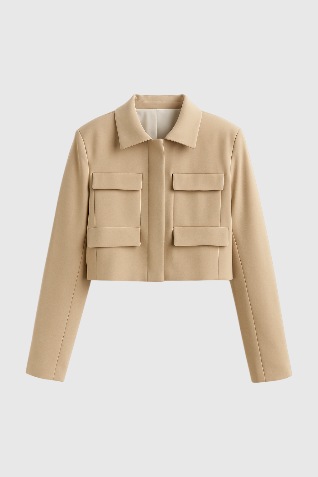 Jacket : Women's Khaki Cropped Button Jacket in Khaki van Vanda Liamo