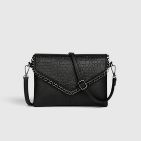Crossbody Bag : Black Crossbody Bag with Chain Detail – Stylish & Versatile in Black van Vandaliamo