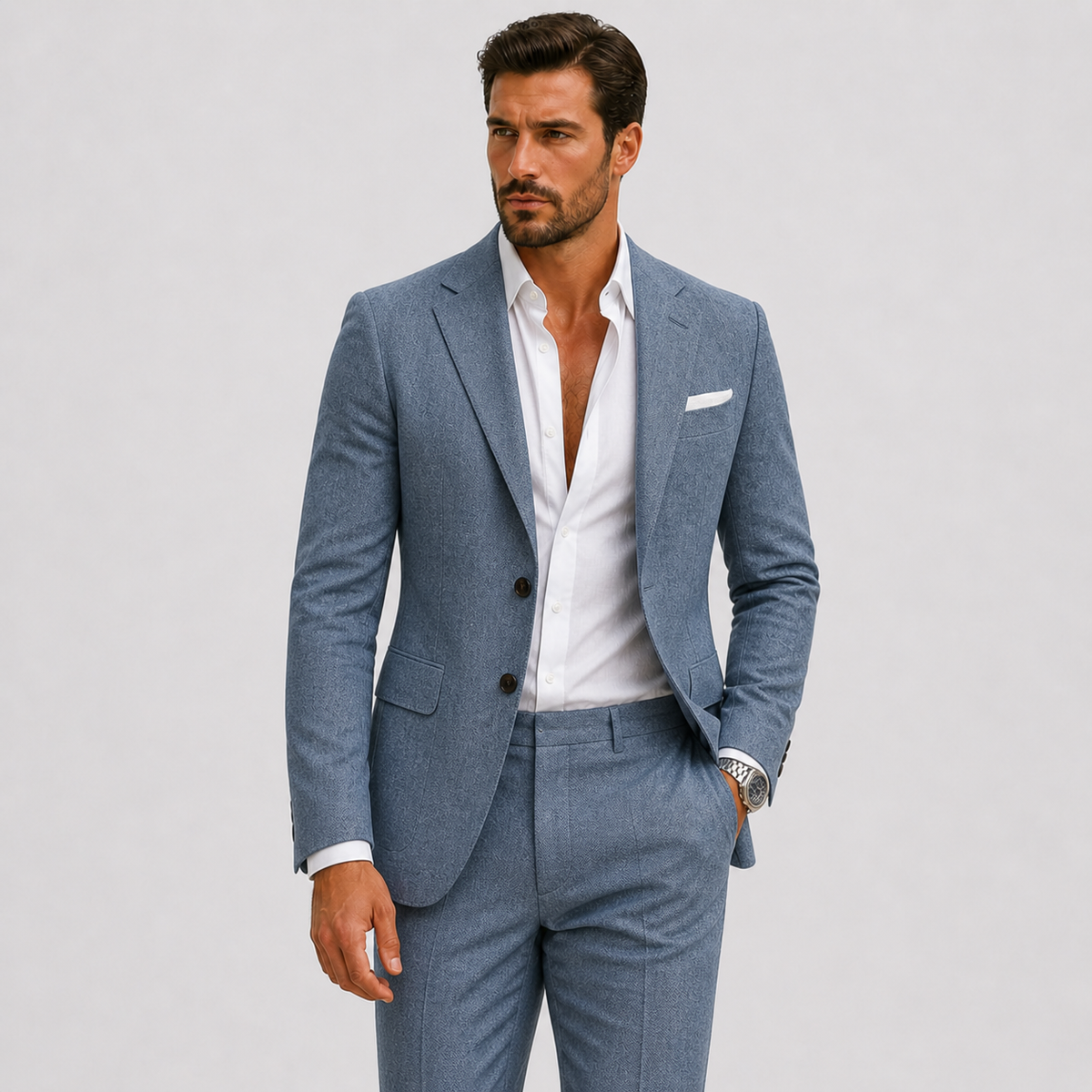 Suit : Men's 2-Piece Suit - Slim-Fit Polyester Blazer & Trousers Elegant in Blue van Vanda Liamo