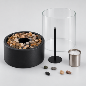 outdoor light : Wireless Black Aluminum Flame Effect Patio Table Lamp in Black van Sansoti