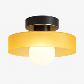 Ceiling Light Fixtures : Bauhaus Ceiling Lamp - French-Inspired Brass Glass Geometric in Black Orange van Havelalights